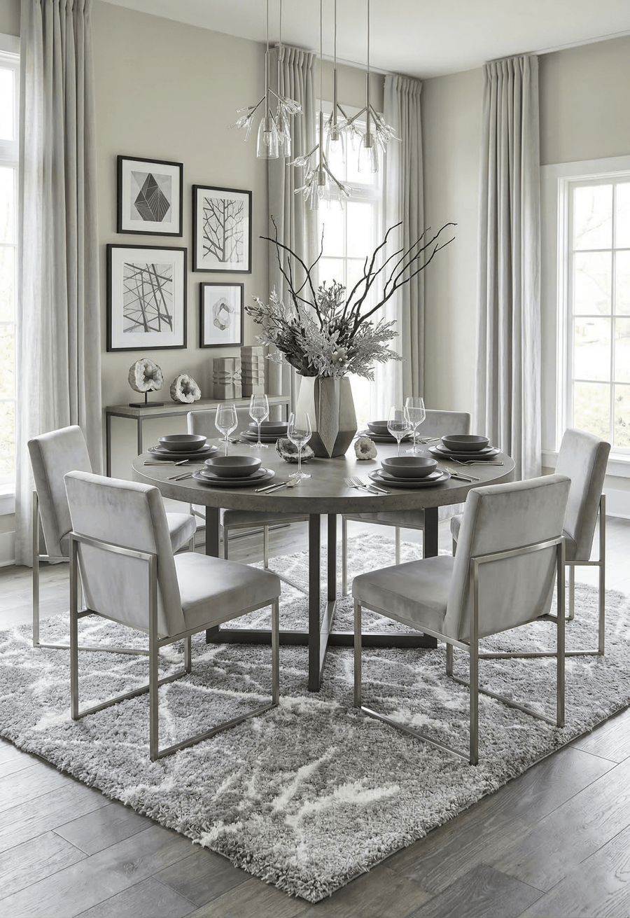Silver And Gray Modern Abstract 5x7 Viscose Rug - The Rug Decor