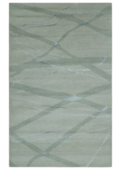 Silver and Gray Stripes Design Hand knotted 5x8 wool and Art Silk Area Rug - The Rug Decor