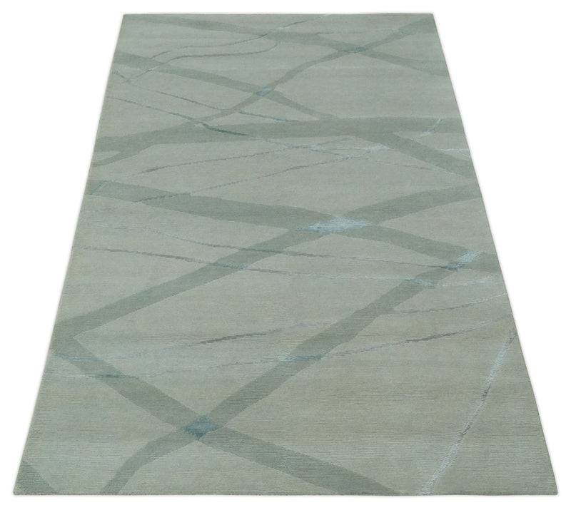 Silver and Gray Stripes Design Hand knotted 5x8 wool and Art Silk Area Rug - The Rug Decor