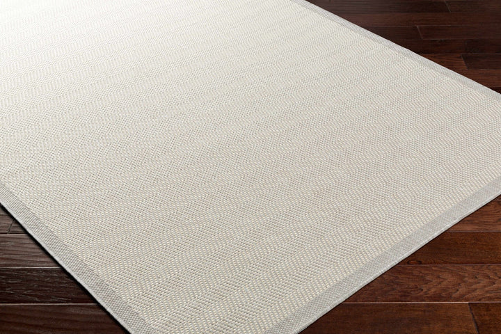 Silver And Ivory Contemporary Chevron Pattern Machine Woven Indoor/Outdoor Rug - The Rug Decor