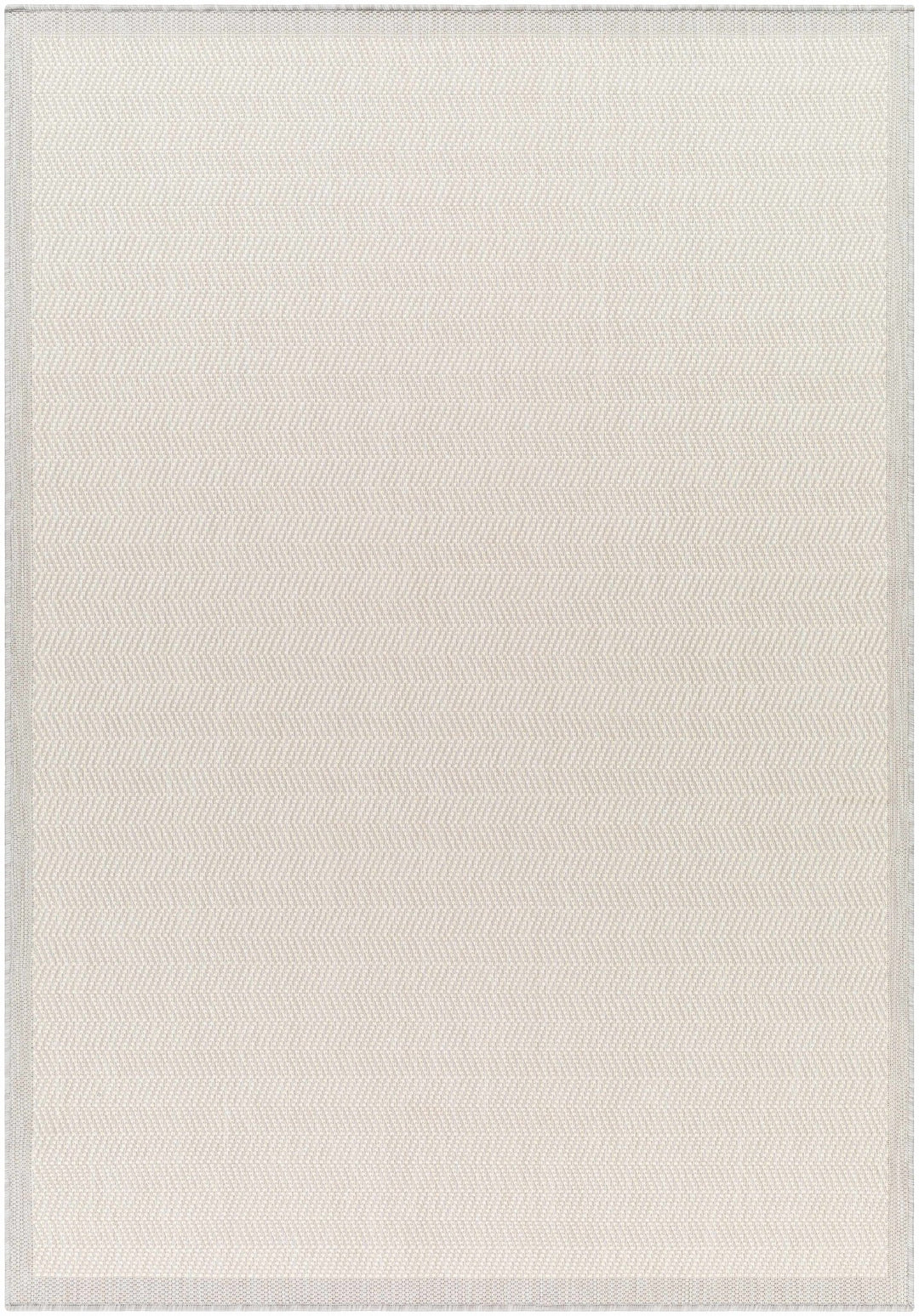 Silver And Ivory Contemporary Chevron Pattern Machine Woven Indoor/Outdoor Rug - The Rug Decor