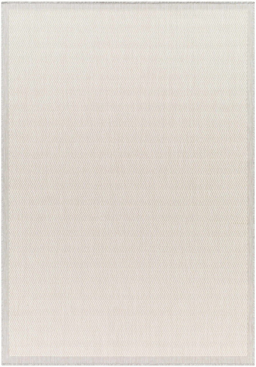 Silver And Ivory Contemporary Chevron Pattern Machine Woven Indoor/Outdoor Rug - The Rug Decor