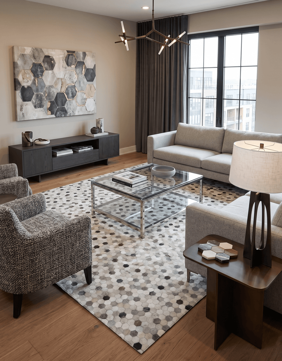 Silver And Ivory Handmade Genuine Leather Area Rug - The Rug Decor