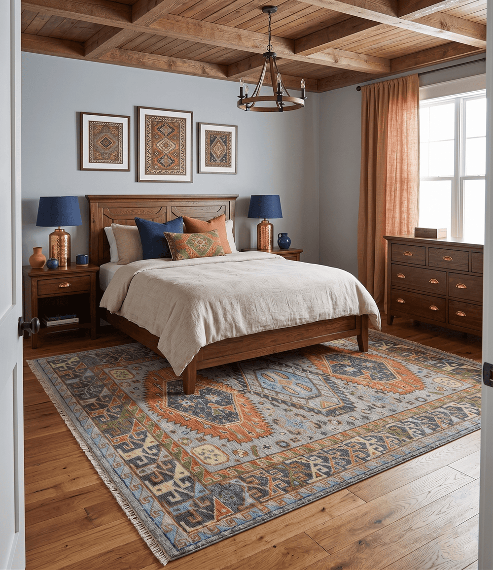 Silver and Rust Oriental Hand Knotted Traditional Living Room Custom made wool Area Rug - The Rug Decor