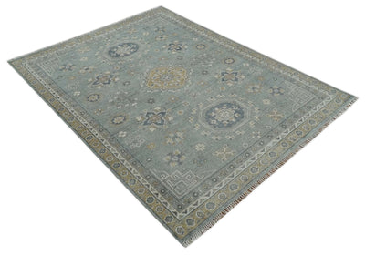 Silver, Beige and Charcoal Traditional Hand knotted Mamluk design 8x10 wool Area Rug - The Rug Decor