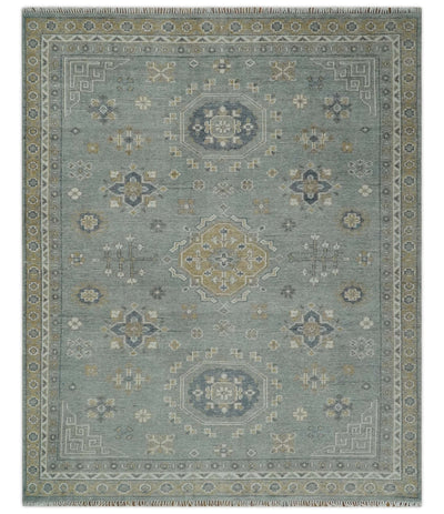 Silver, Beige and Charcoal Traditional Hand knotted Mamluk design 8x10 wool Area Rug - The Rug Decor