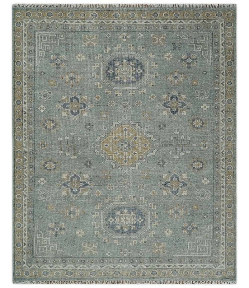 Silver, Beige and Charcoal Traditional Hand knotted Mamluk design 8x10 wool Area Rug - The Rug Decor