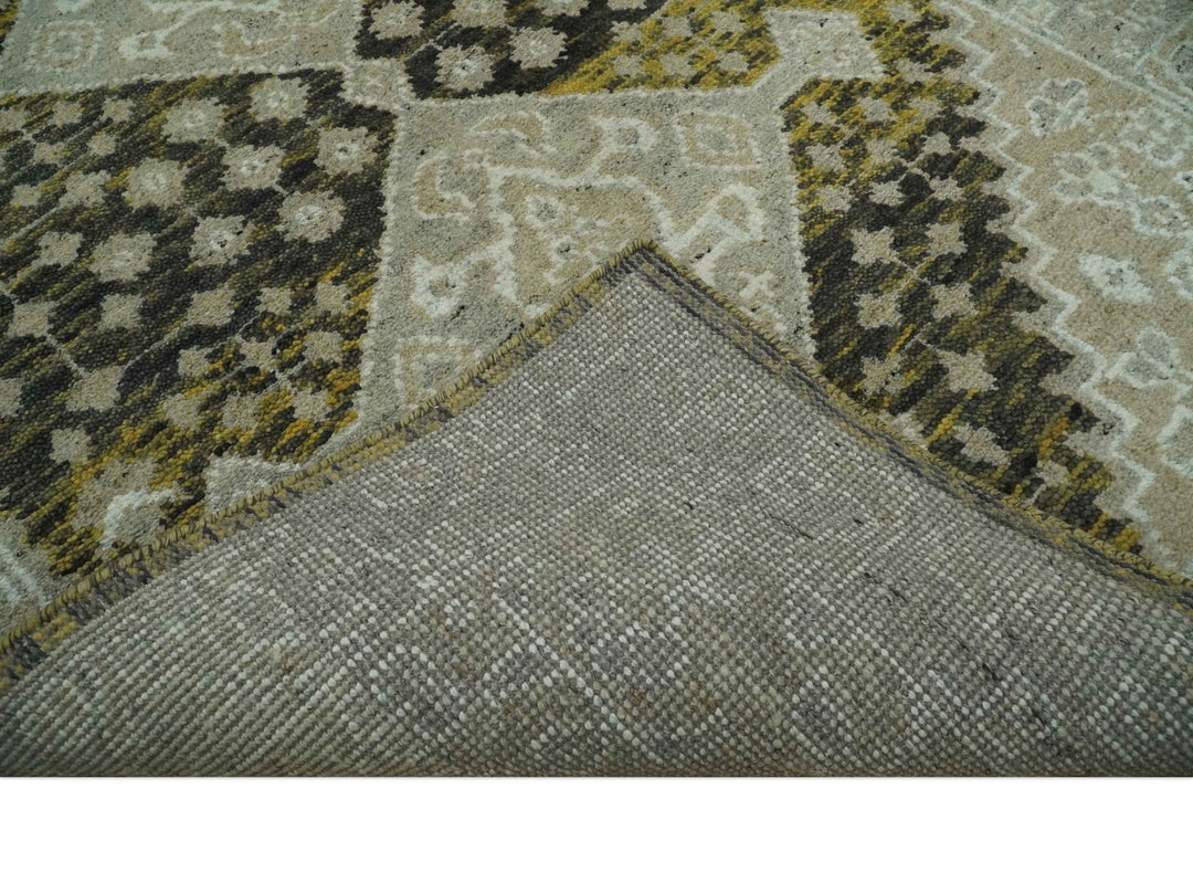 Silver, Beige, Olive and Charcoal Hand Knotted Traditional Heriz 5x8 wool Area Rug - The Rug Decor