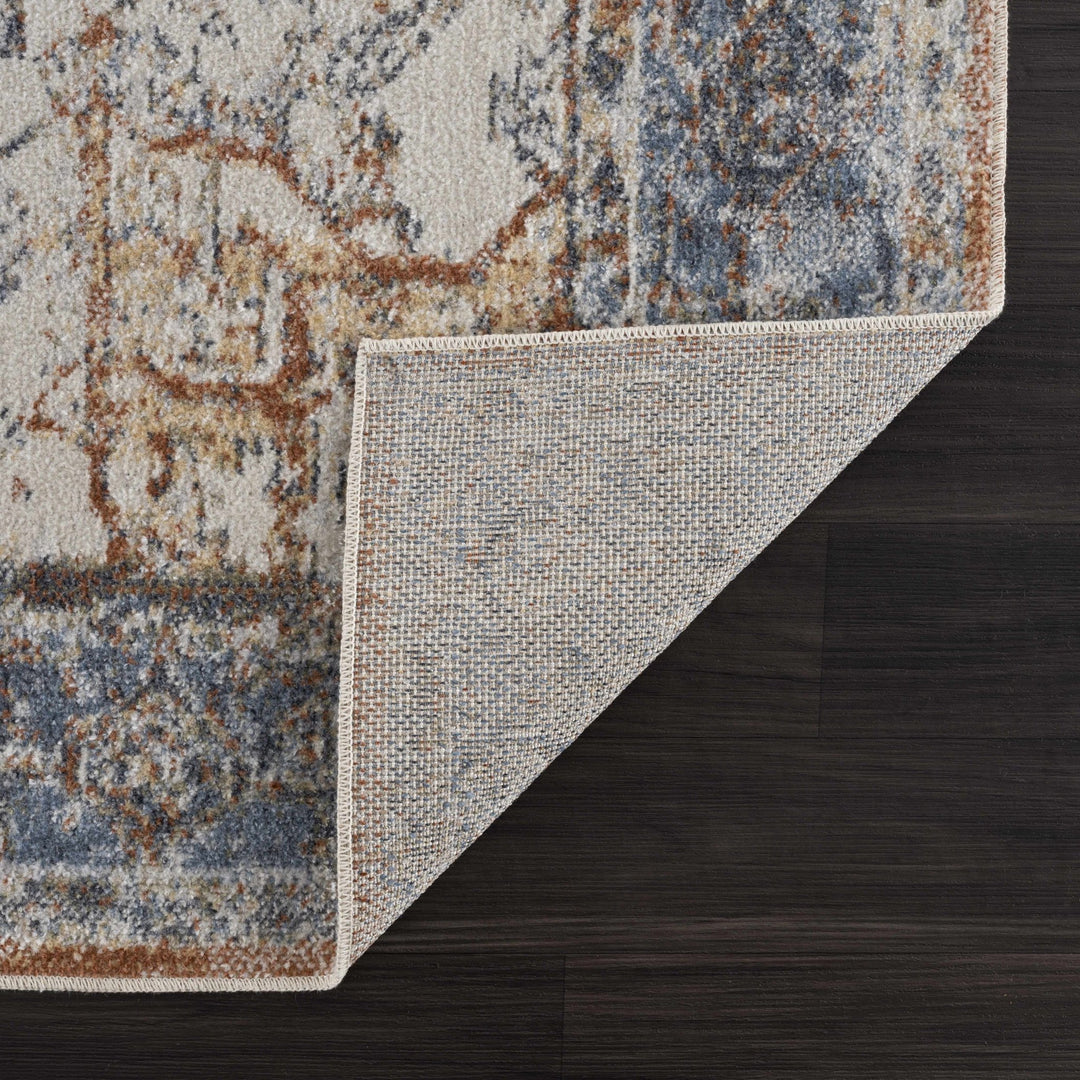 Silver, Blue, Beige and Brown Traditional Design Washable Area Rug - The Rug Decor