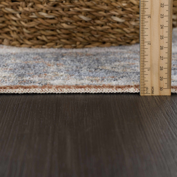 Silver, Blue, Beige and Brown Traditional Design Washable Area Rug - The Rug Decor
