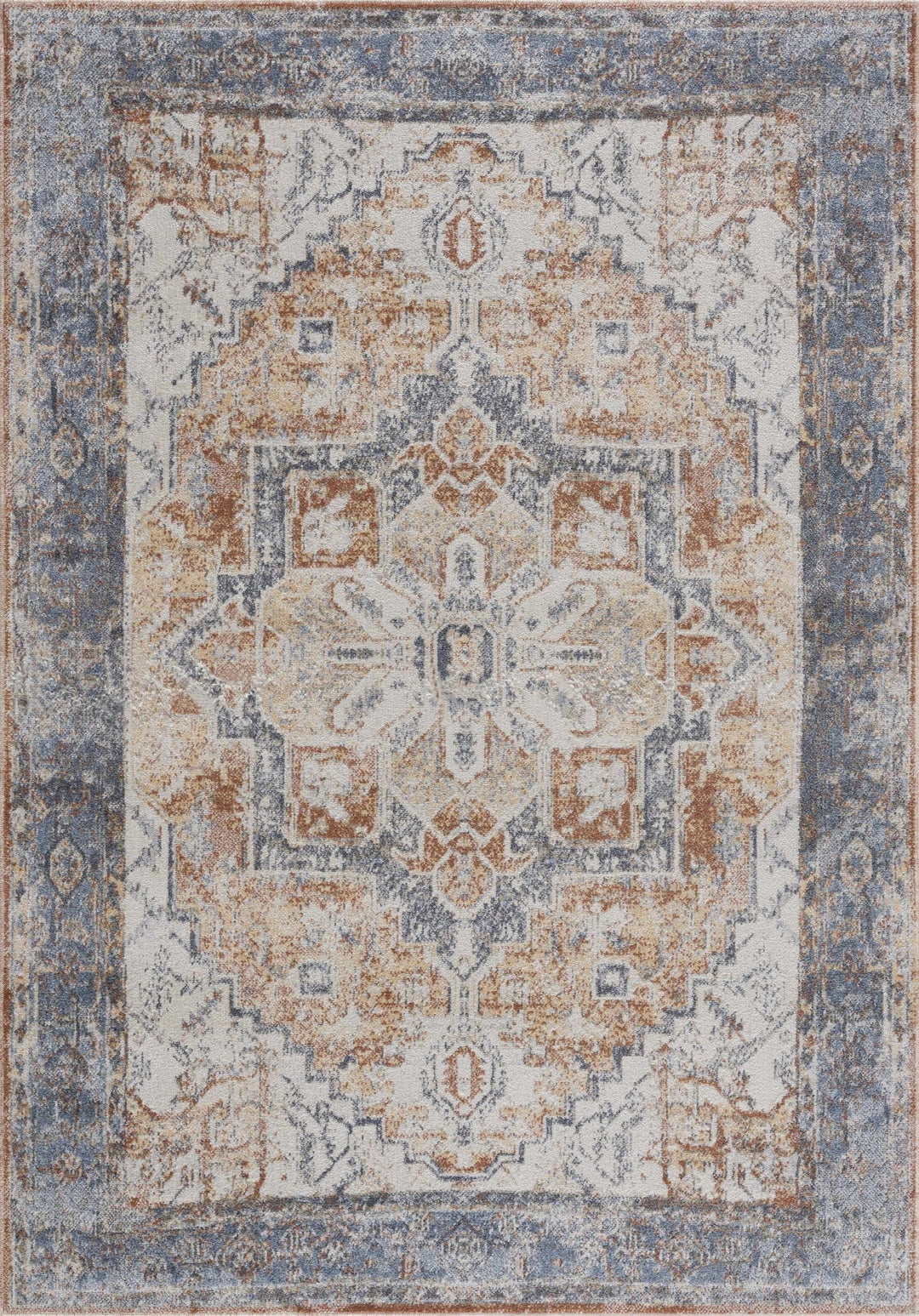 Silver, Blue, Beige and Brown Traditional Design Washable Area Rug - The Rug Decor