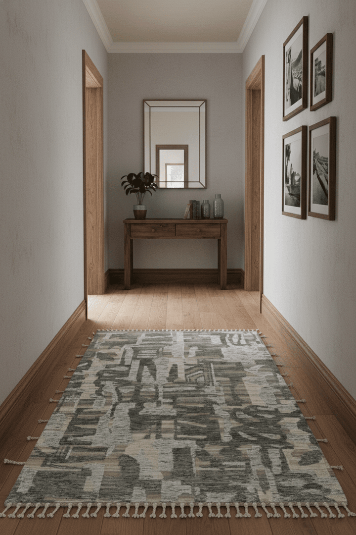 Silver, Charcoal, Beige and Tan Modern abstract Carved Texture 5x8 Hand Knotted Wool Area Rug - The Rug Decor