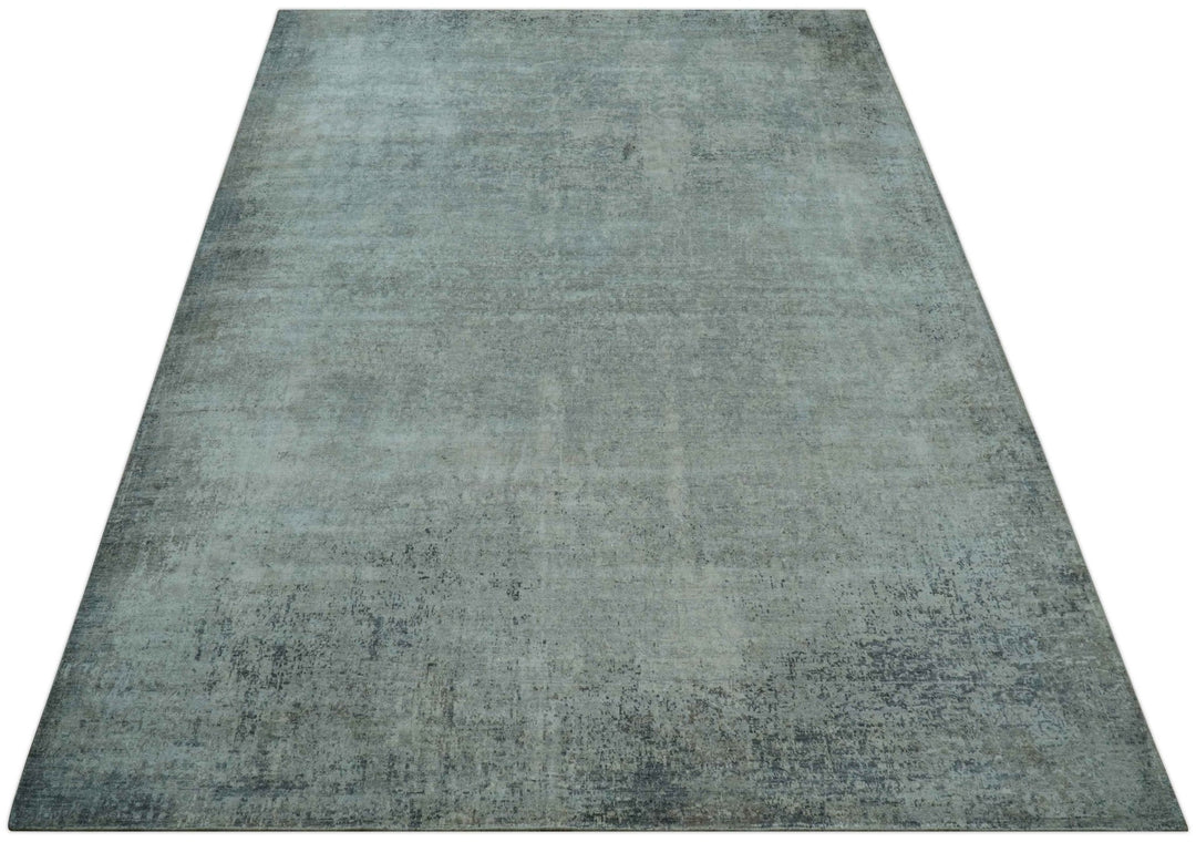 Silver design Modern Abstract Hand Knotted Bamboo Silk Area Rug - The Rug Decor
