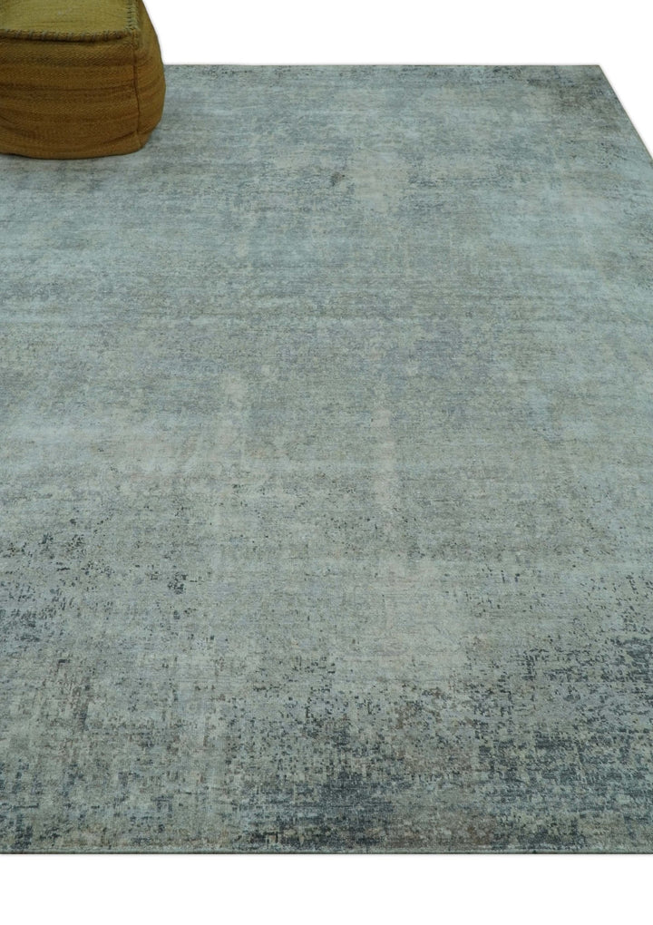 Silver design Modern Abstract Hand Knotted Bamboo Silk Area Rug - The Rug Decor