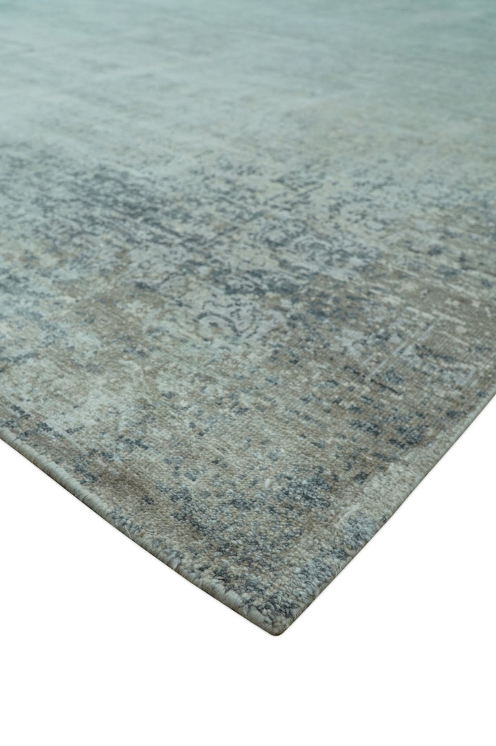 Silver design Modern Abstract Hand Knotted Bamboo Silk Area Rug - The Rug Decor