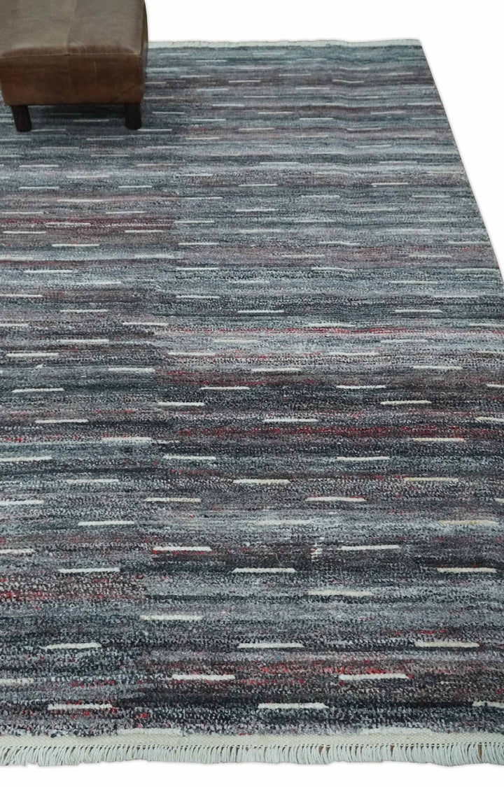 Silver, Gray, Charcoal, and Maroon Modern Abstract Dari 5x8 Pet yarn Area Rug - The Rug Decor