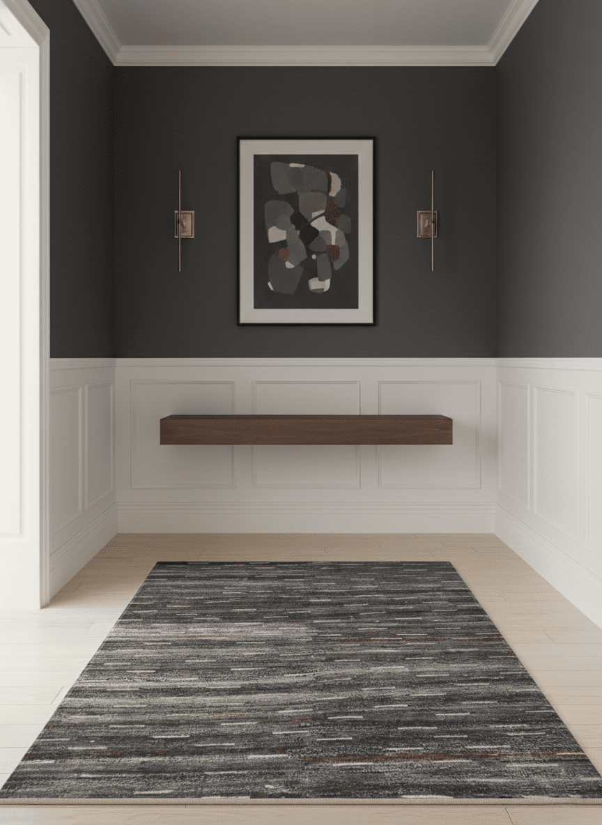 Silver, Gray, Charcoal, and Maroon Modern Abstract Dari 5x8 Pet yarn Area Rug - The Rug Decor