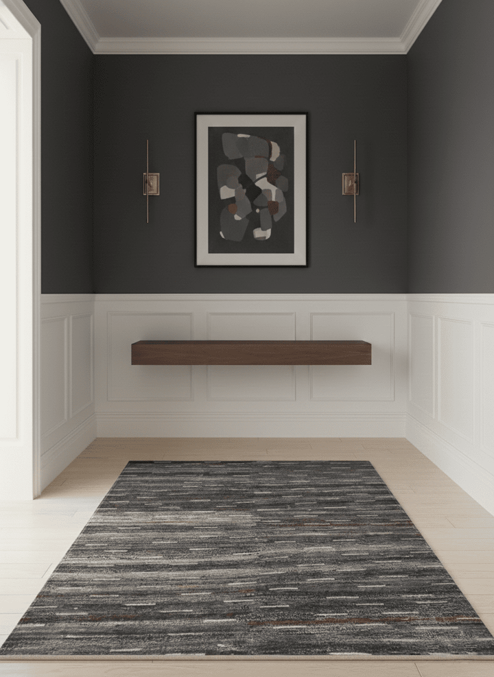 Silver, Gray, Charcoal, and Maroon Modern Abstract Dari 5x8 Pet yarn Area Rug - The Rug Decor