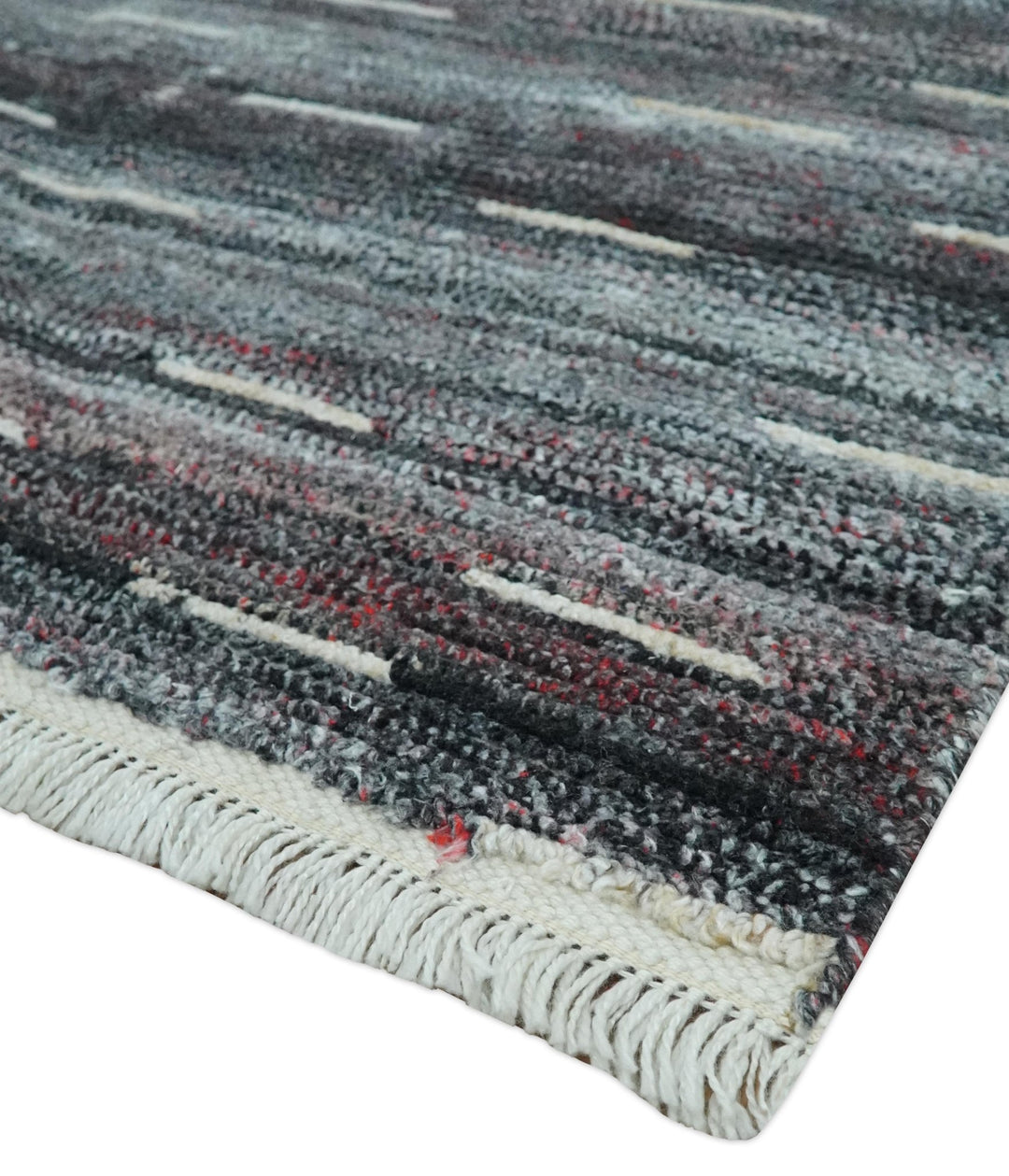 Silver, Gray, Charcoal, and Maroon Modern Abstract Dari 5x8 Pet yarn Area Rug - The Rug Decor