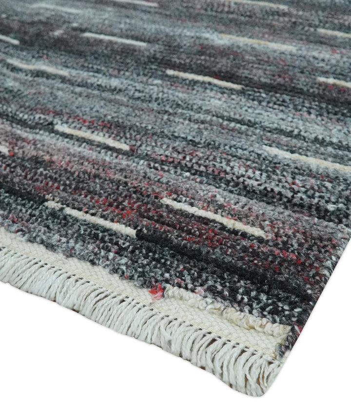 Silver, Gray, Charcoal, and Maroon Modern Abstract Dari 5x8 Pet yarn Area Rug - The Rug Decor