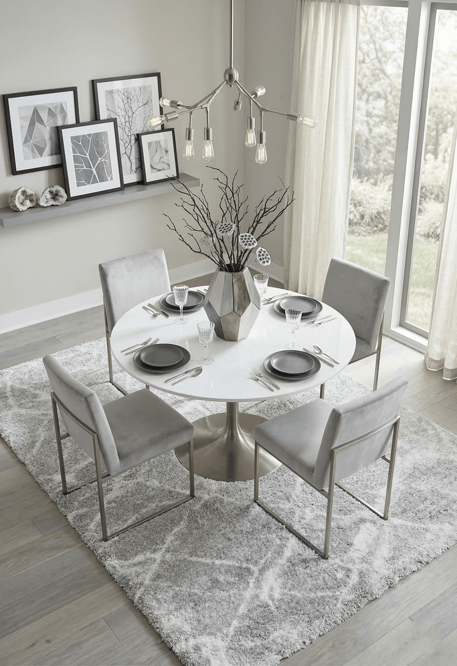 Silver Modern Abstract 5x7 Viscose Rug - The Rug Decor