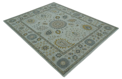 Silver, Olive and Gray Floral Herati Medallion Hand knotted Custom Made wool Area Rug - The Rug Decor