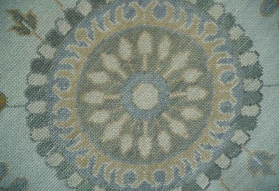 Silver, Olive and Gray Floral Herati Medallion Hand knotted Custom Made wool Area Rug - The Rug Decor