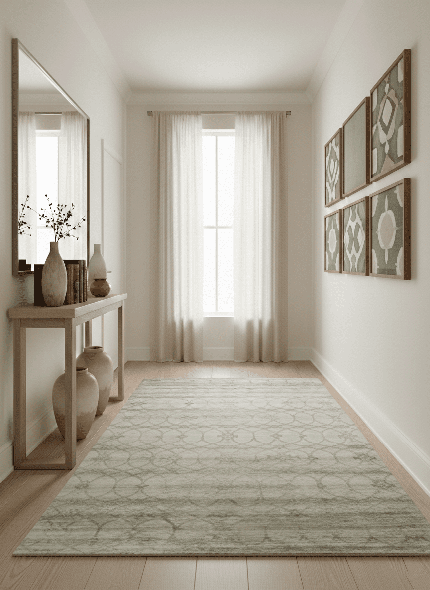 Silver, Olive and Gray Traditional Ikat Design 6x9 Hand loom Bamboo Silk Area Rug - The Rug Decor