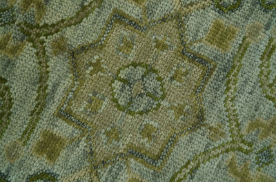 Silver, Olive and Green Traditional Floral Design Custom Made wool area rug - The Rug Decor