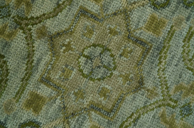 Silver, Olive and Green Traditional Floral Design Custom Made wool area rug - The Rug Decor