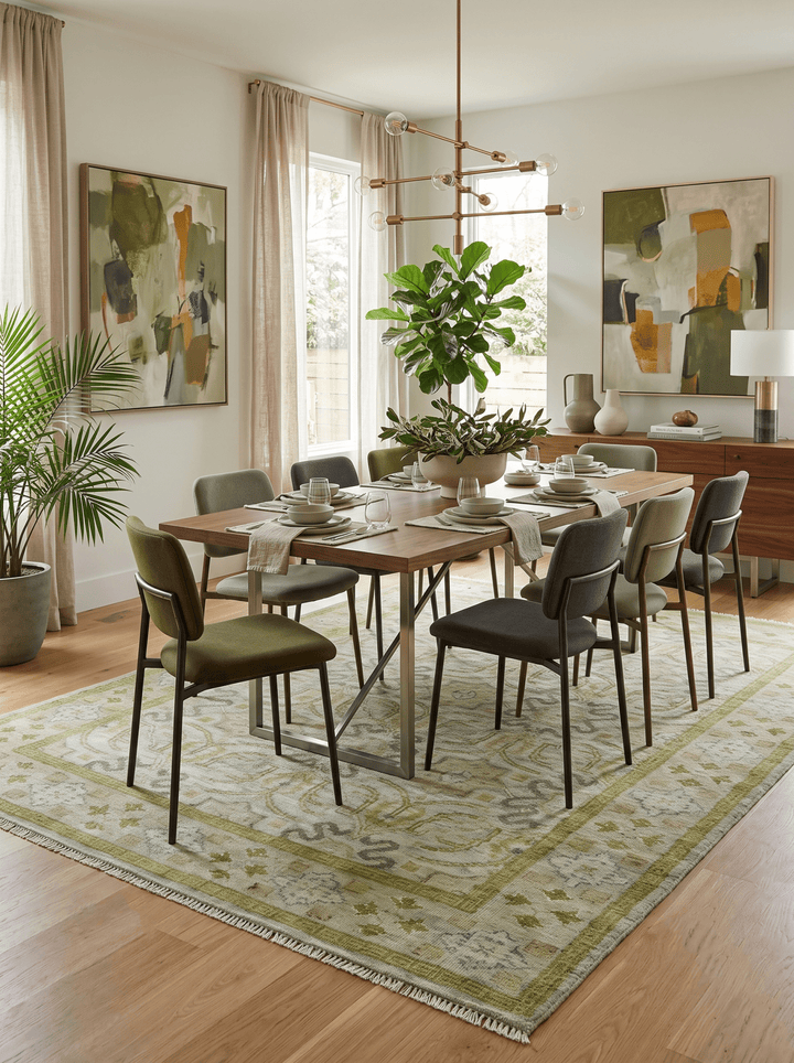 Silver, Olive and Green Traditional Floral Design Custom Made wool area rug - The Rug Decor