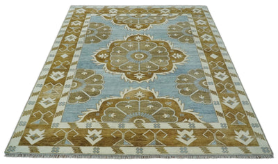 Silver, Olive and Ivory Traditional Medallion Large Floral Design Hand knotted 9x12 wool Rug - The Rug Decor