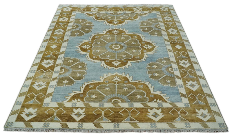 Silver, Olive and Ivory Traditional Medallion Large Floral Design Hand knotted 9x12 wool Rug - The Rug Decor