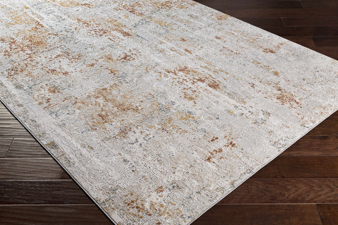 Silver, Rust And Mustard Contemporary Style Machine Woven Area Rug - The Rug Decor