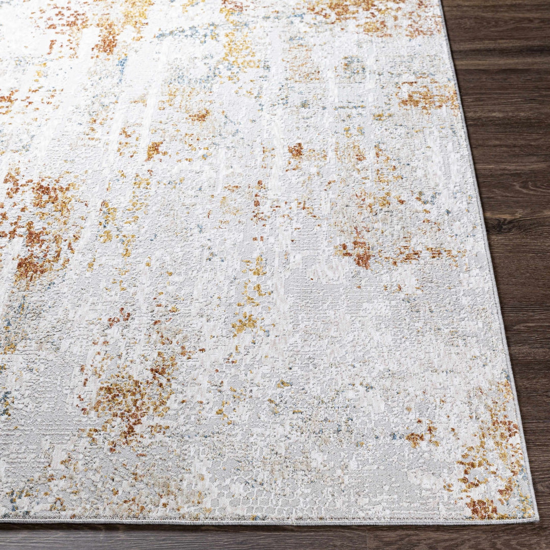 Silver, Rust And Mustard Contemporary Style Machine Woven Area Rug - The Rug Decor
