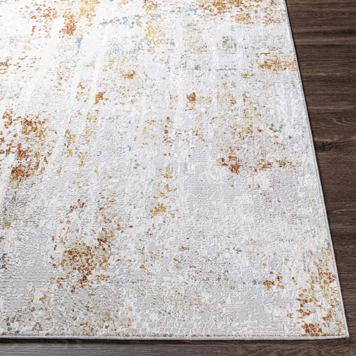 Silver, Rust And Mustard Contemporary Style Machine Woven Area Rug - The Rug Decor