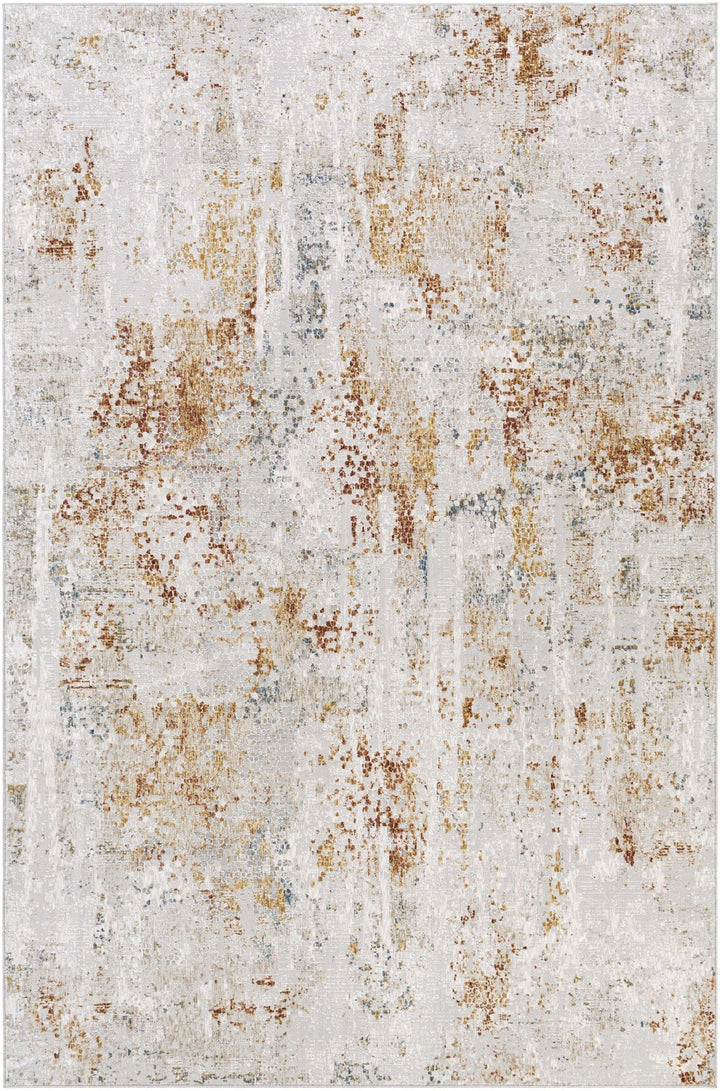 Silver, Rust And Mustard Contemporary Style Machine Woven Area Rug - The Rug Decor