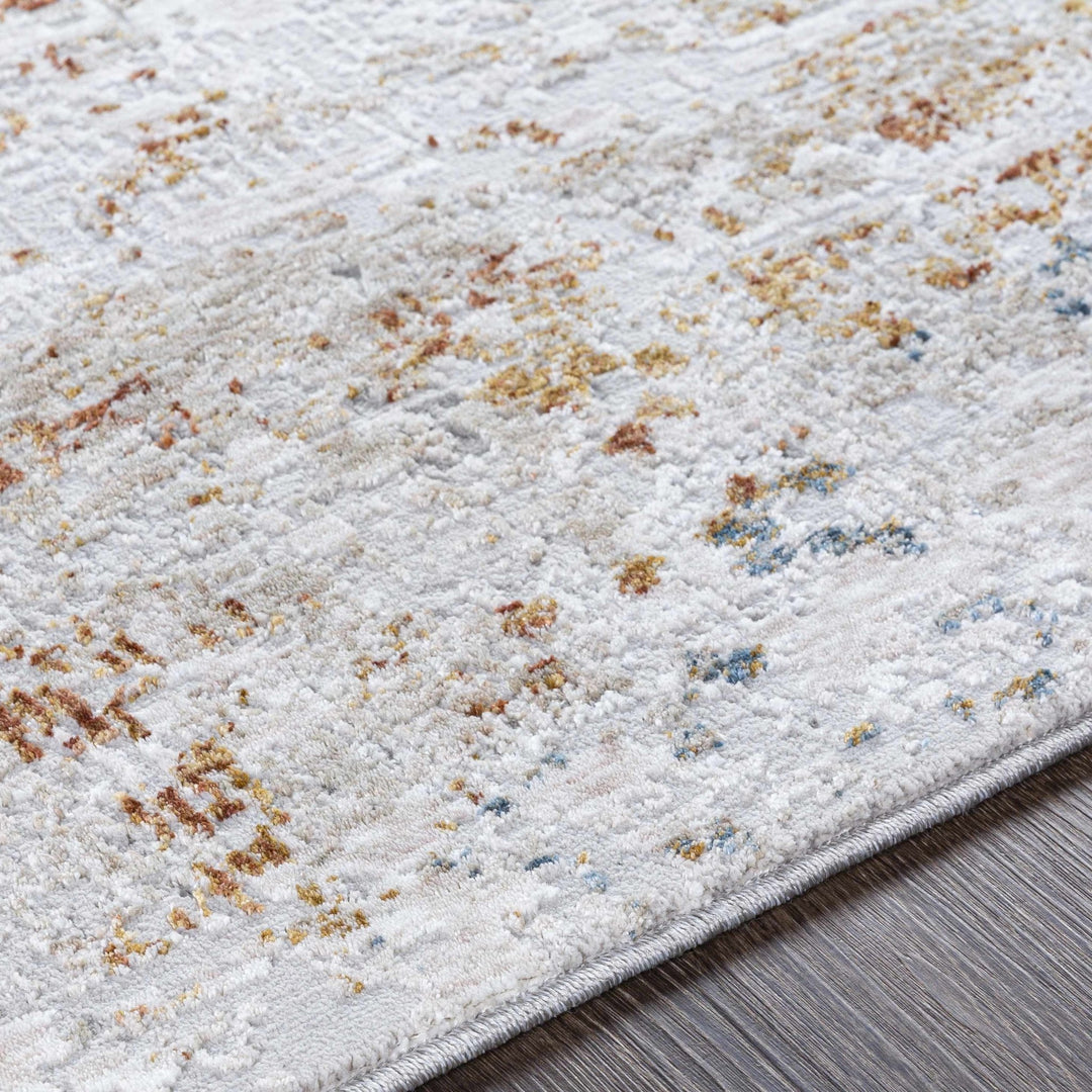 Silver, Rust And Mustard Contemporary Style Machine Woven Area Rug - The Rug Decor