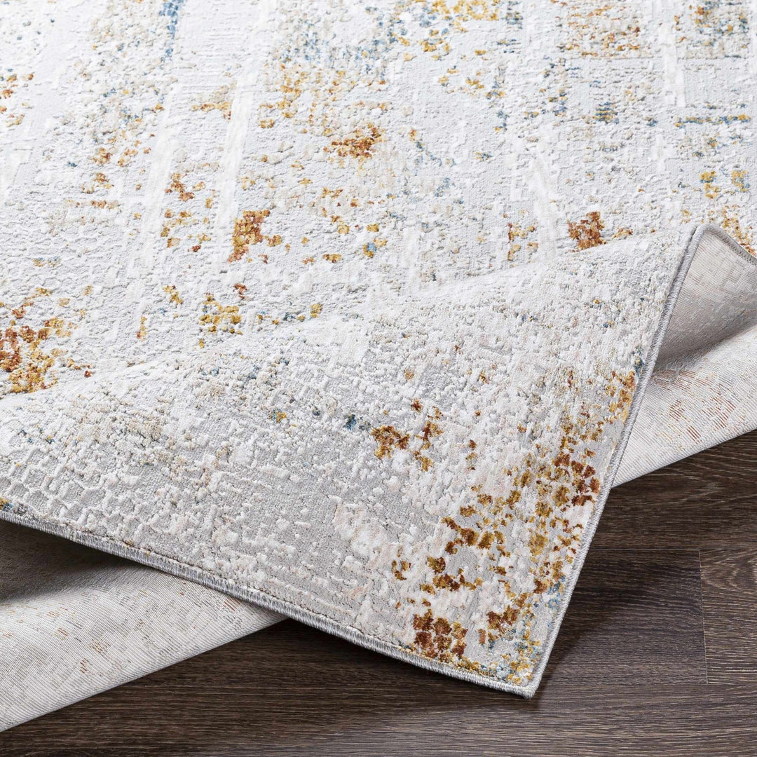 Silver, Rust And Mustard Contemporary Style Machine Woven Area Rug - The Rug Decor