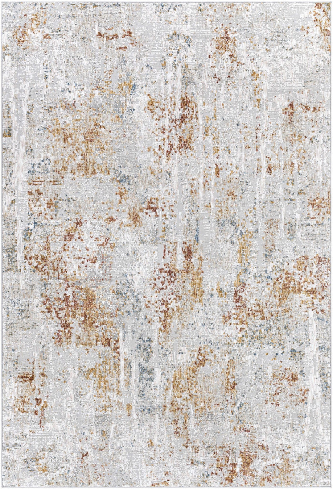 Silver, Rust And Mustard Contemporary Style Machine Woven Area Rug - The Rug Decor