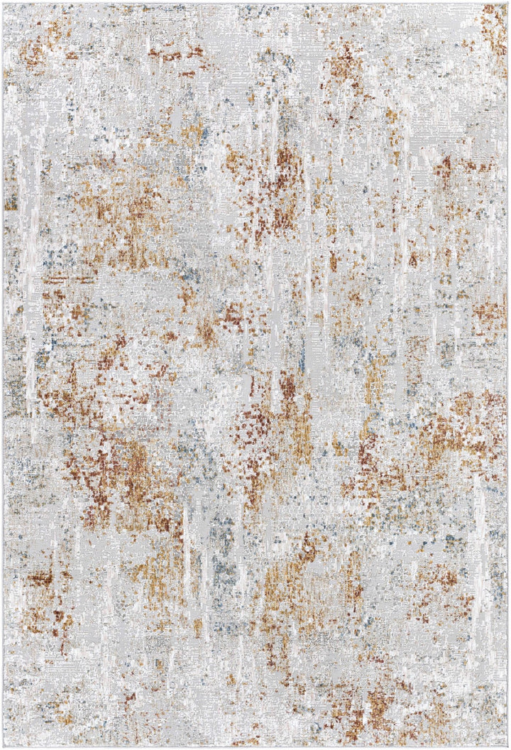 Silver, Rust And Mustard Contemporary Style Machine Woven Area Rug - The Rug Decor