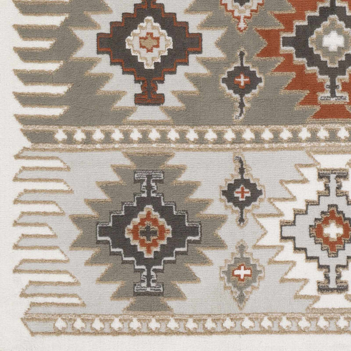 Silver, Taupe and Rust Traditional Southwestern area rug - The Rug Decor