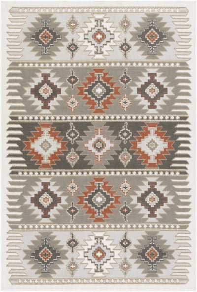 Silver, Taupe and Rust Traditional Southwestern area rug - The Rug Decor