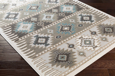 Silver, Taupe and Teal Traditional Southwestern area rug - The Rug Decor