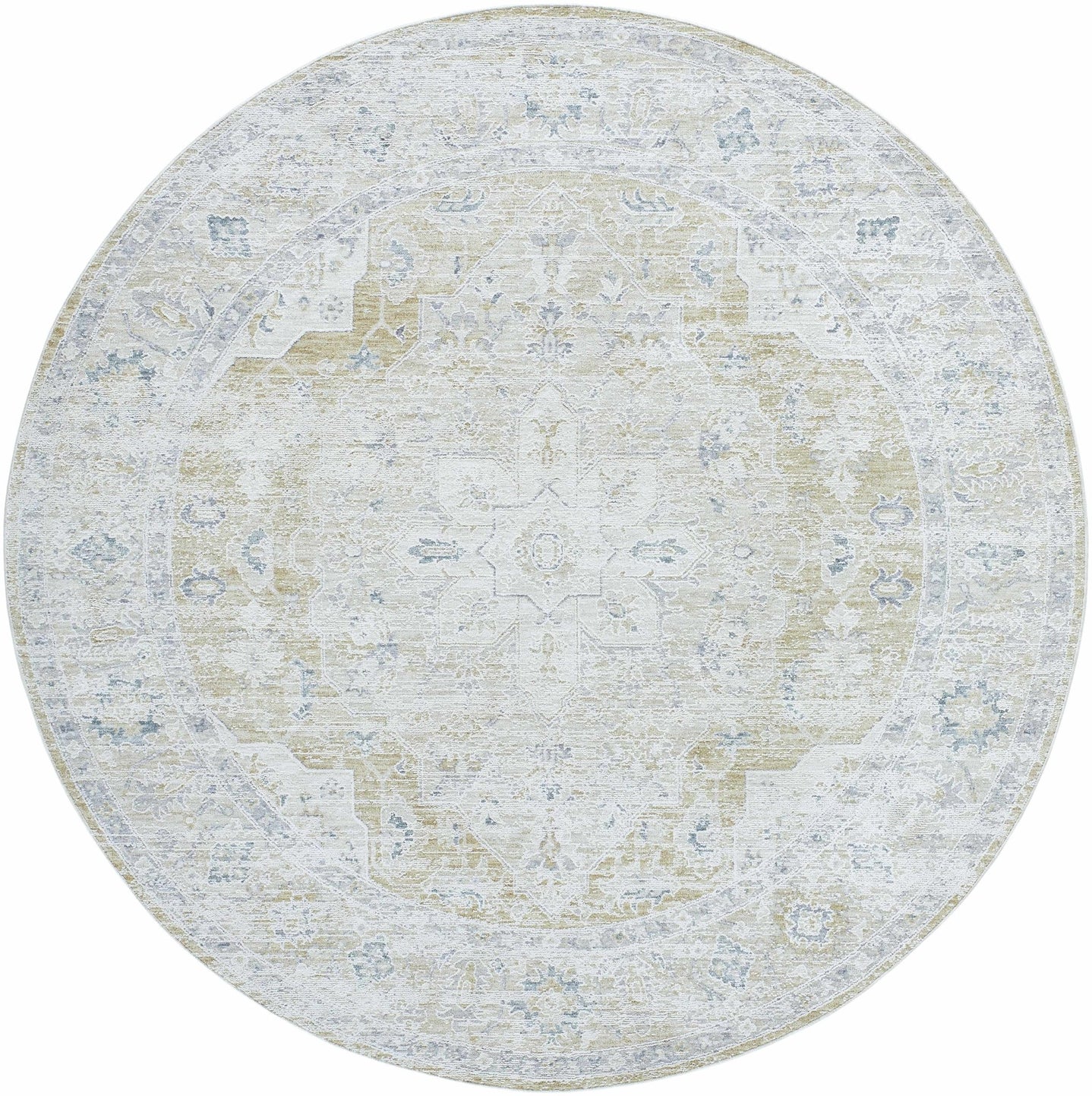 Silver Traditional Medallion Machine Woven Rug - The Rug Decor