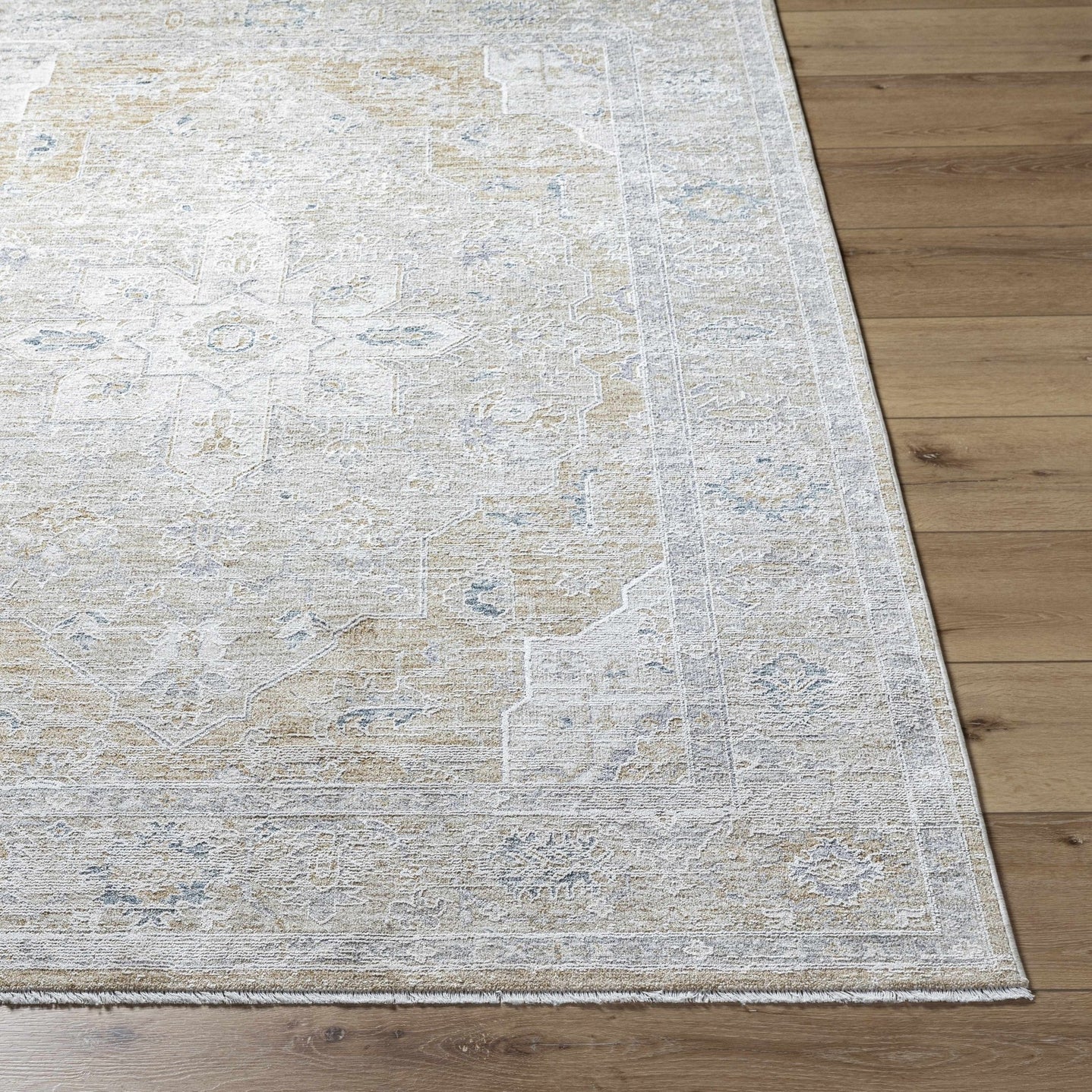 Silver Traditional Medallion Machine Woven Rug - The Rug Decor