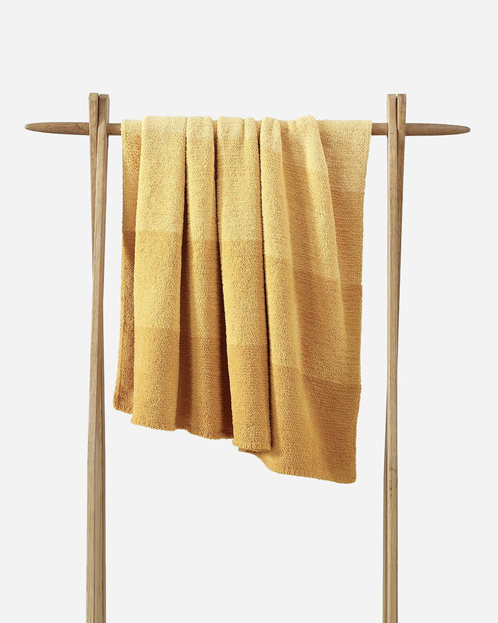 Simple and Elegant Granite and Marigold Striped Lightweight Throw - The Rug Decor