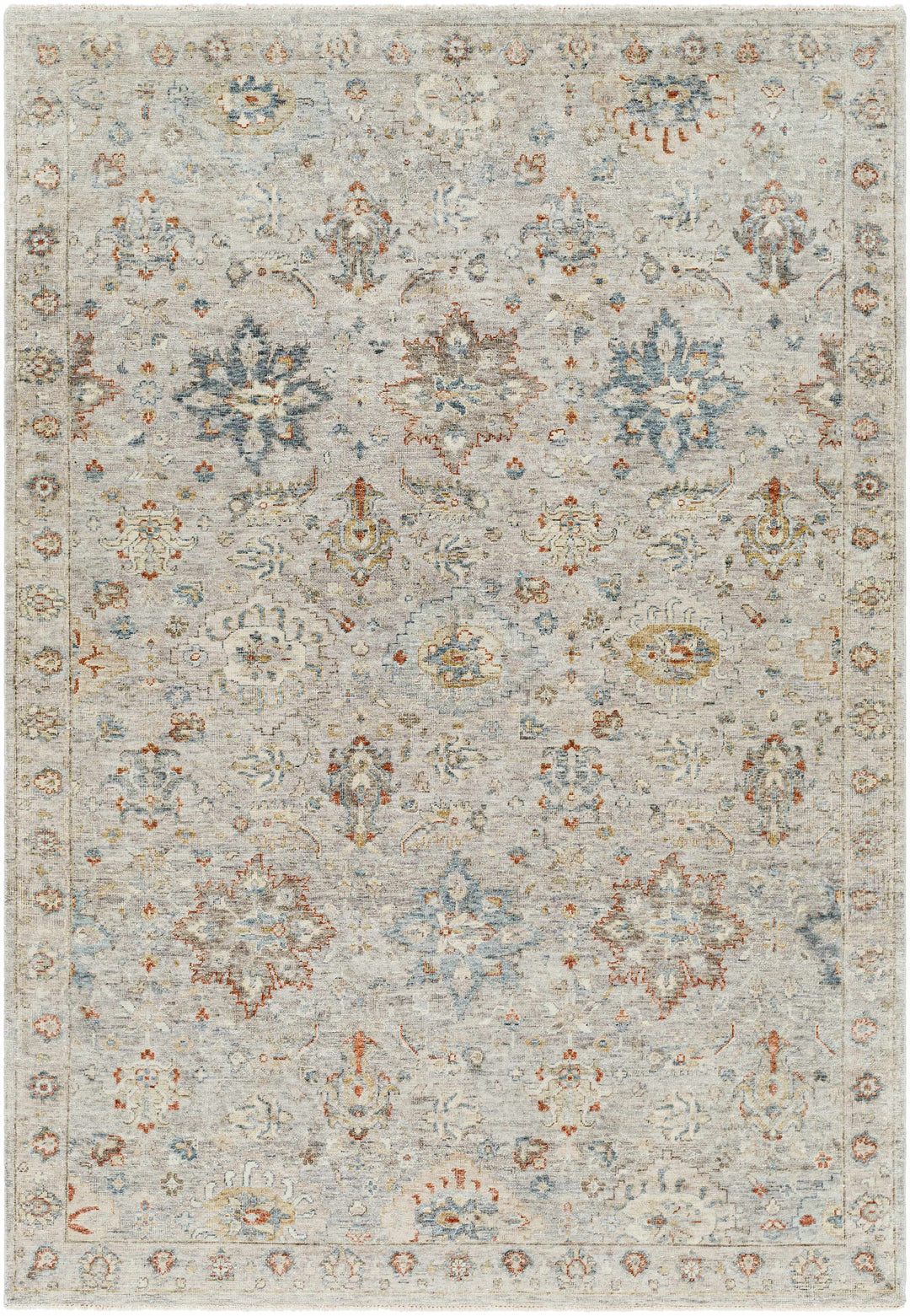 Sipocot Traditional Oushak Beige Hand Knotted Wool Area Rug