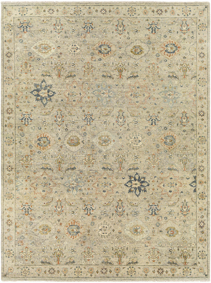 Sipocot Traditional Oushak Beige Hand Knotted Wool Area Rug