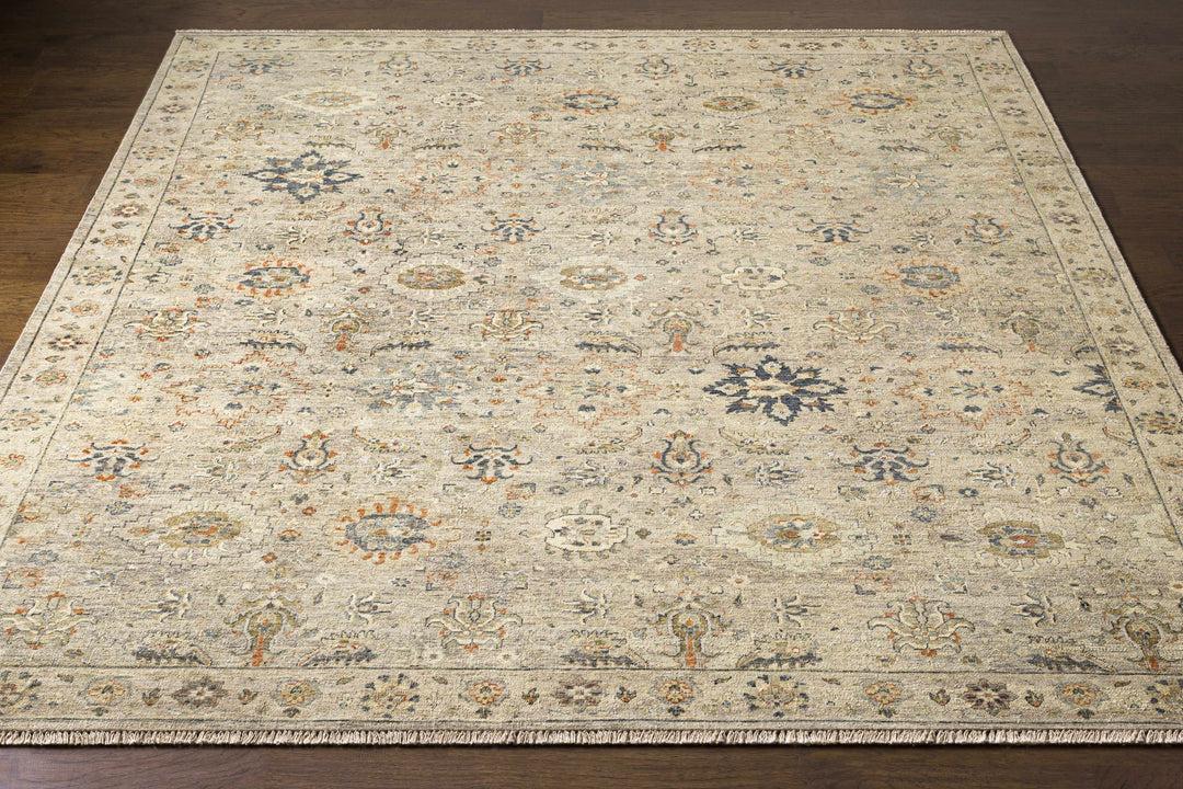 Sipocot Traditional Oushak Beige Hand Knotted Wool Area Rug